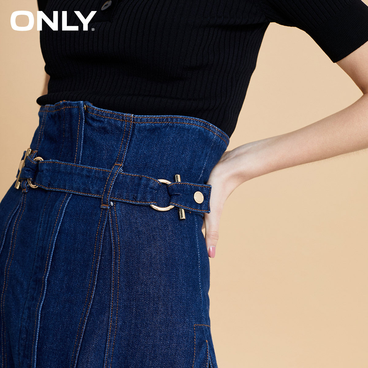 only奥莱夏季牛仔针织拼接连衣裙 ONLYoutlets店连衣裙