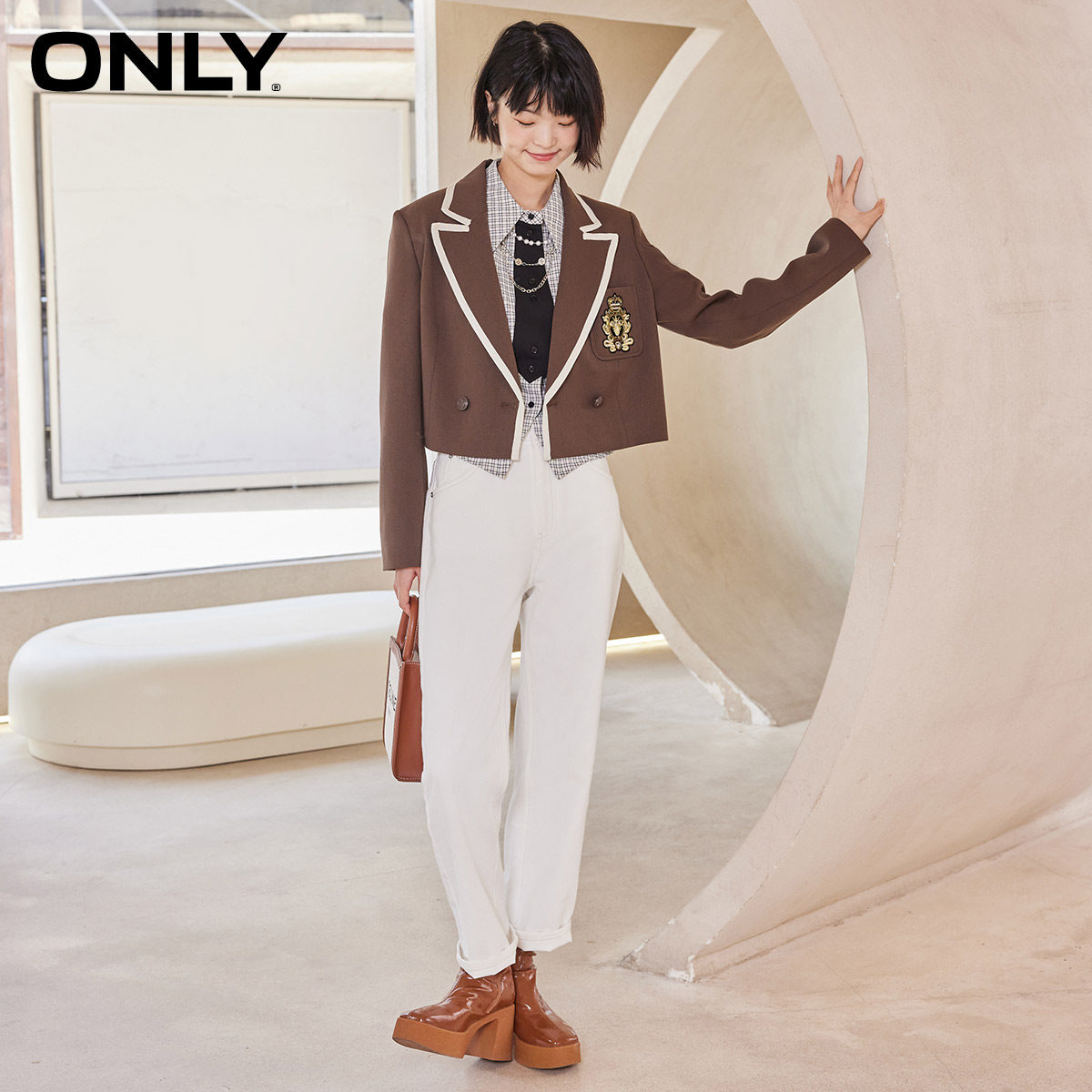 only2021高腰冬季新款三防面料 ONLYoutlets店牛仔裤