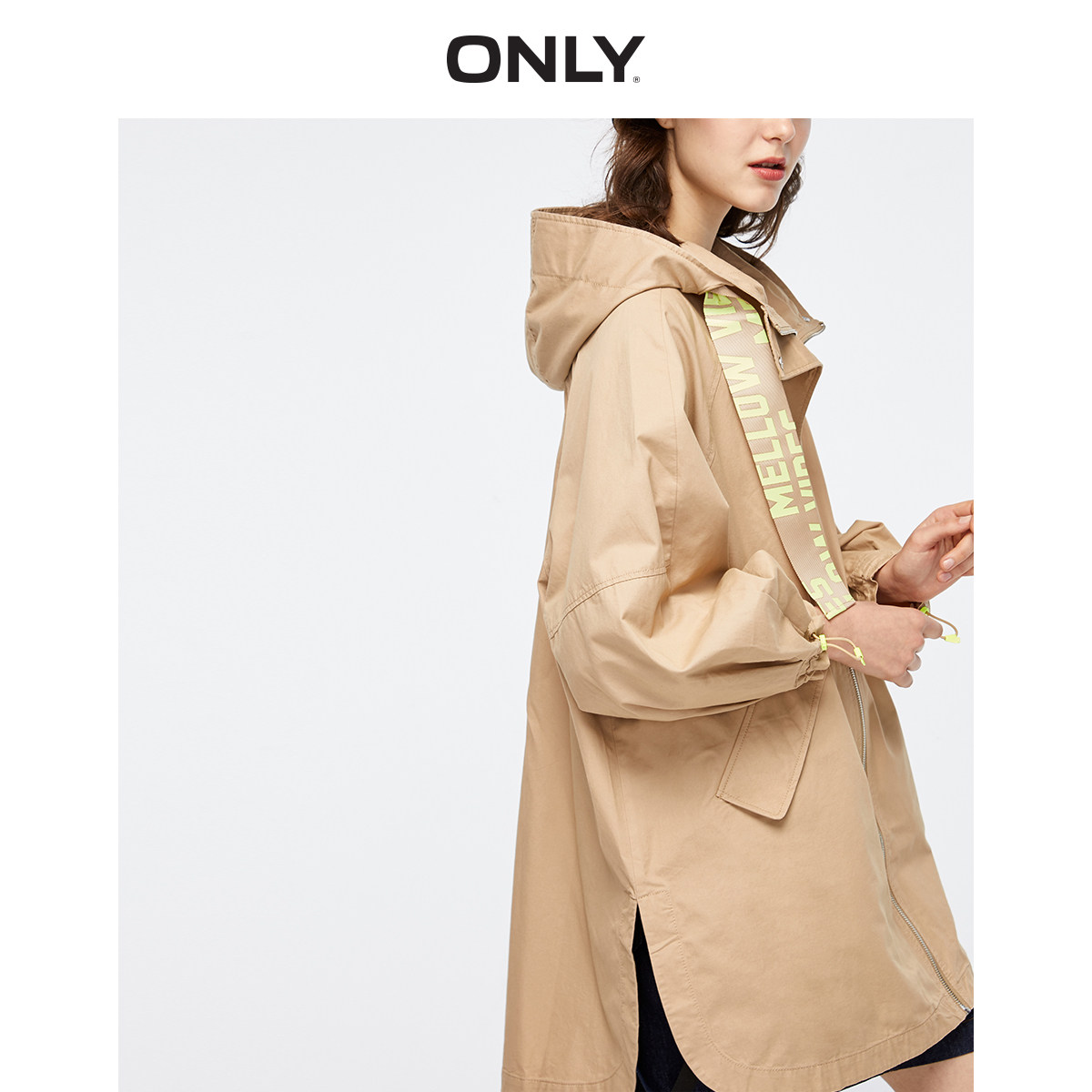 only奥莱秋季新款连帽宽松运动风衣 ONLYoutlets店风衣