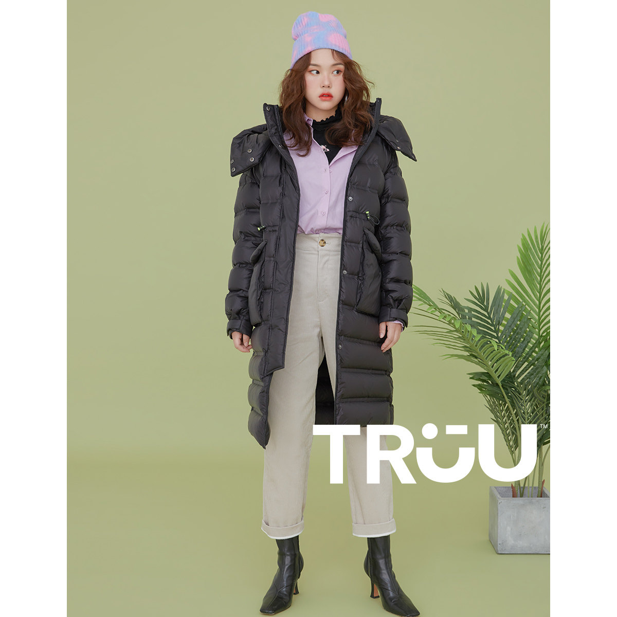 truu冬季新款黑色收腰休闲羽绒服 ONLYoutlets店羽绒服