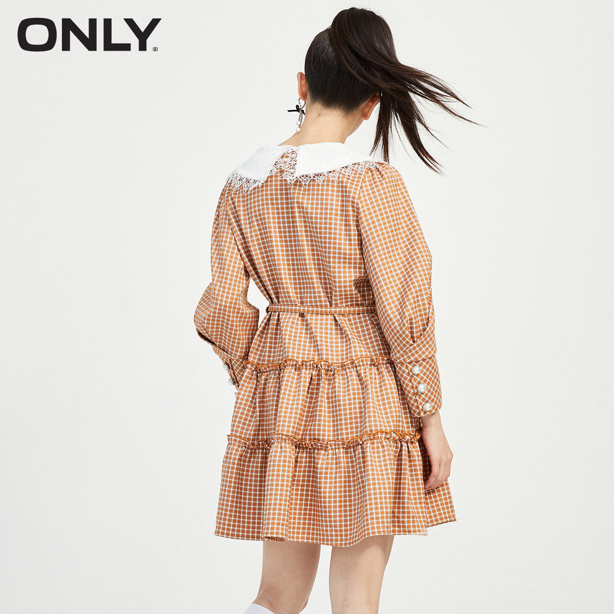 only春季新款甜美短款长袖连衣裙 ONLYoutlets店连衣裙