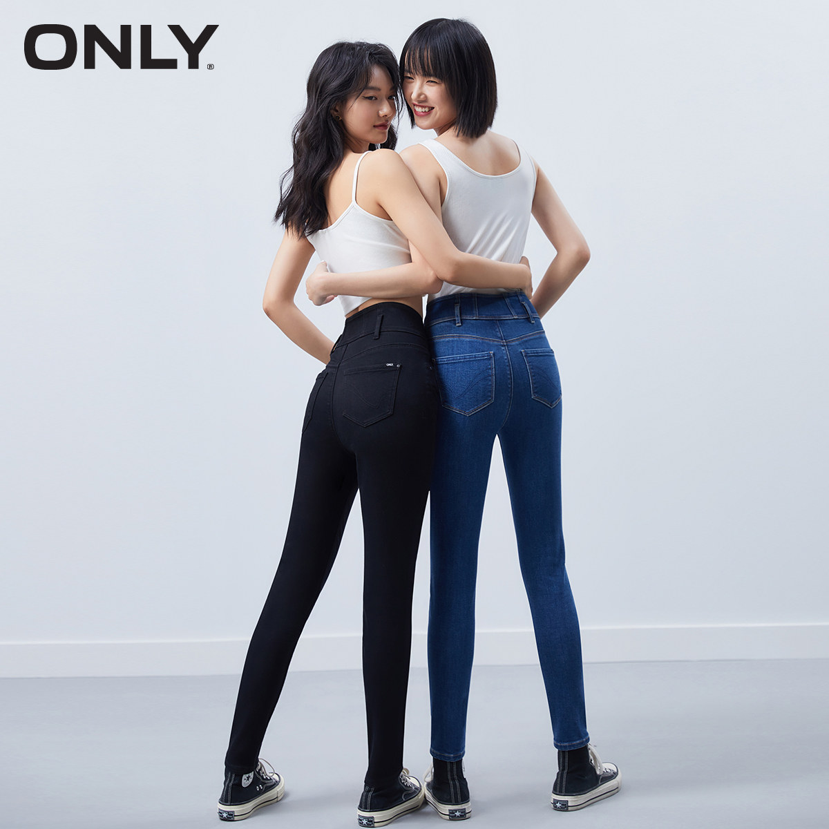 only2021冬季新款茶叶碳发热高腰 ONLYoutlets店牛仔裤