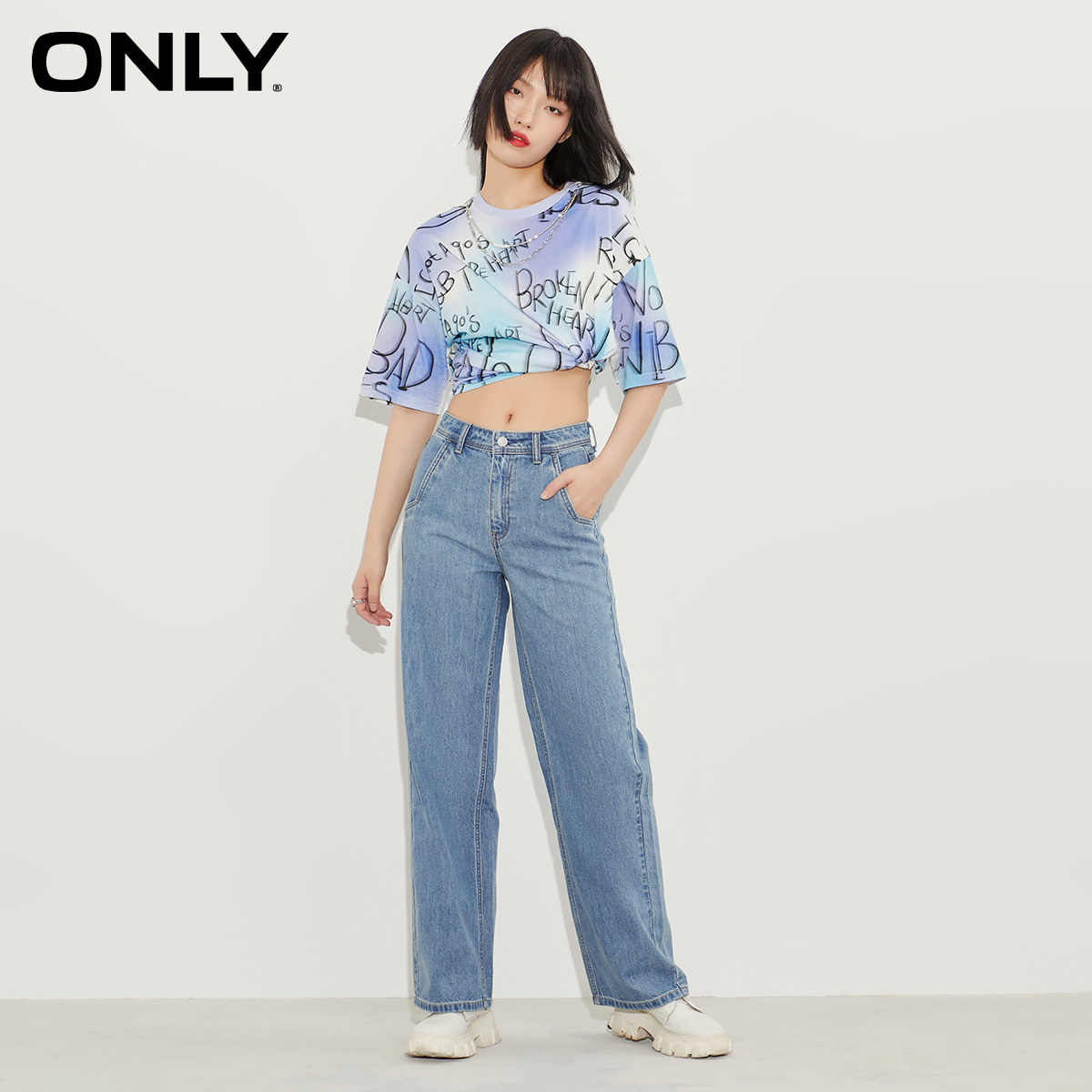 only2021冬季新款天丝威化牛仔裤 ONLYoutlets店牛仔裤