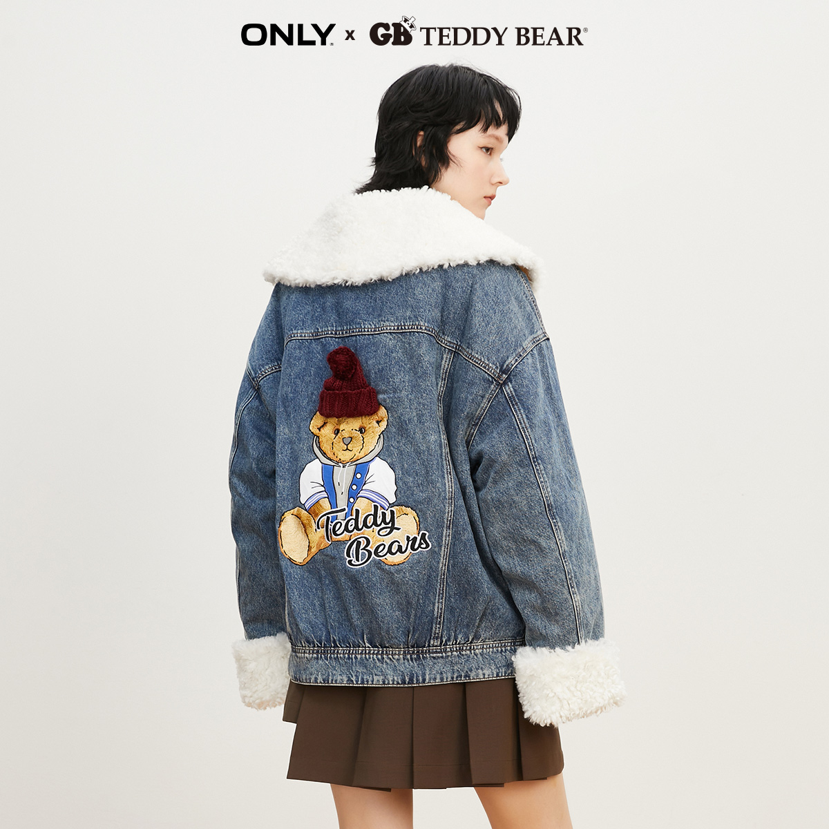 ONLY奥莱夏季TEDDY BEAR泰迪熊联名牛仔外套女