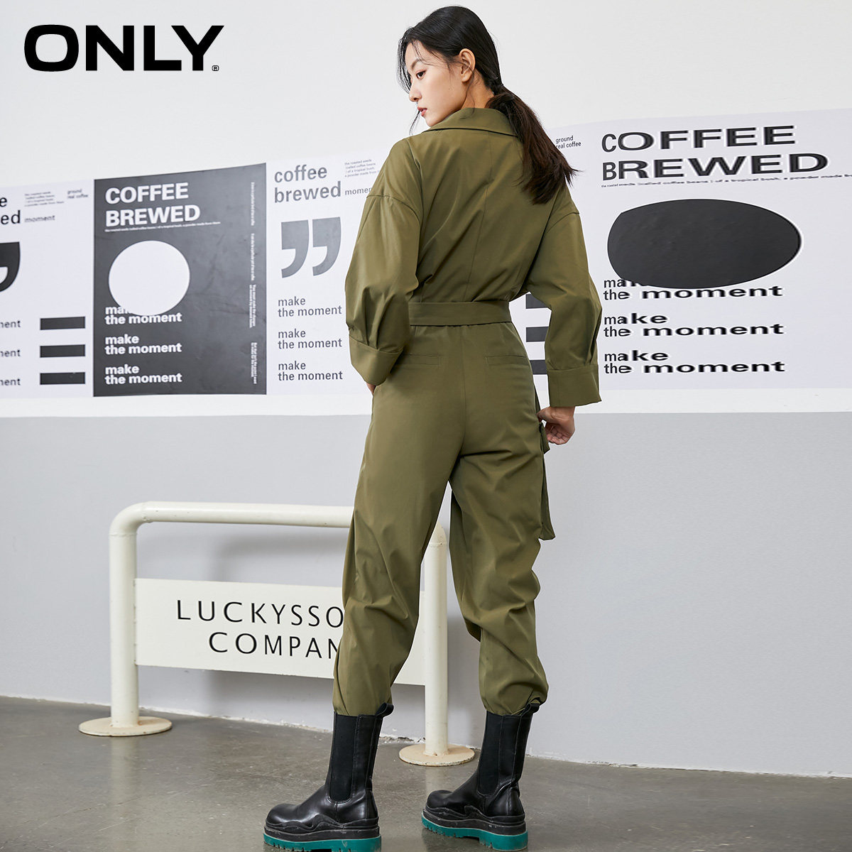 only冬季新款工装风设计长袖连体裤 ONLYoutlets店休闲裤