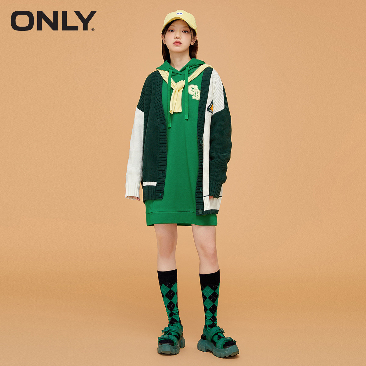 only奥莱春季新款时尚宽松卫衣裙 ONLYoutlets店连衣裙