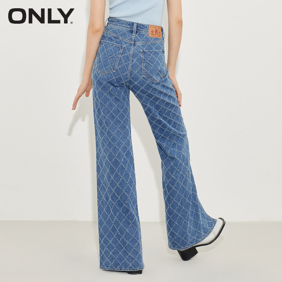 only2021冬季新款菱形钩花牛仔裤 ONLYoutlets店牛仔裤