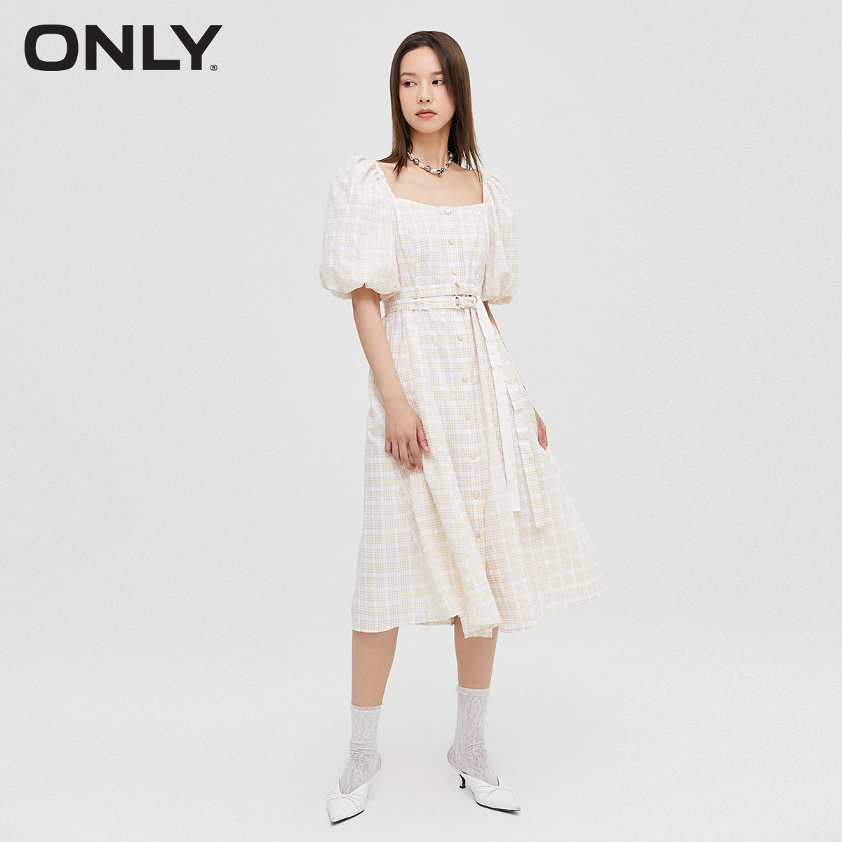 only奥莱春季新款气质格纹连衣裙 ONLYoutlets店连衣裙