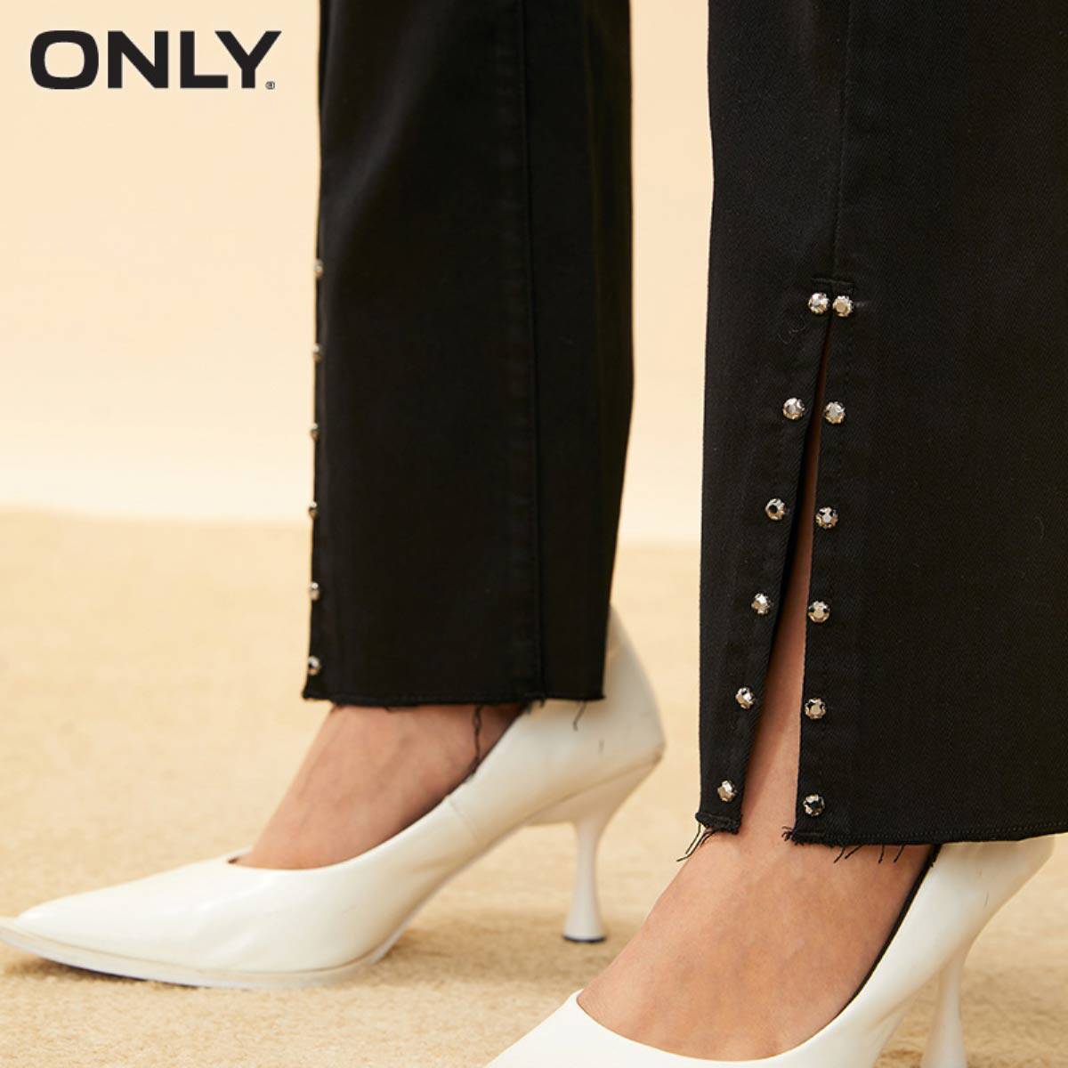 only2021冬季新款微喇叭高腰牛仔裤 ONLYoutlets店牛仔裤