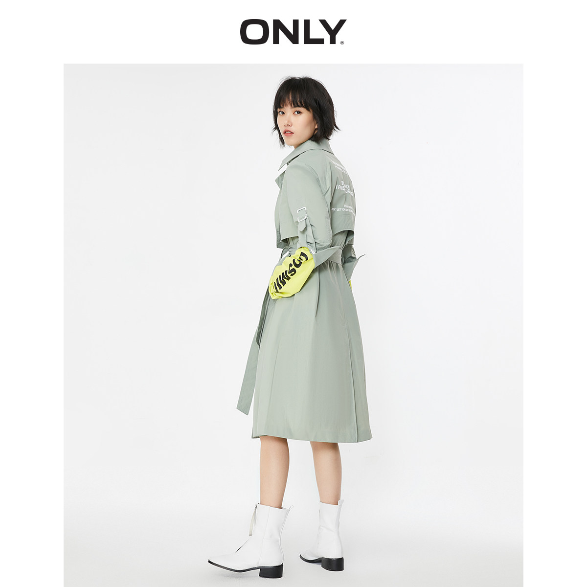 only奥莱秋季新款中长款字母休闲 ONLYoutlets店风衣