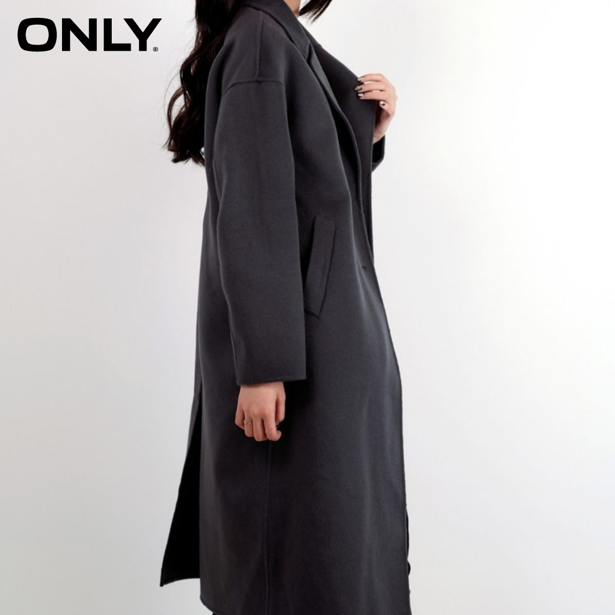 only奥莱春季新款西装领h版大衣 ONLYoutlets店毛呢外套