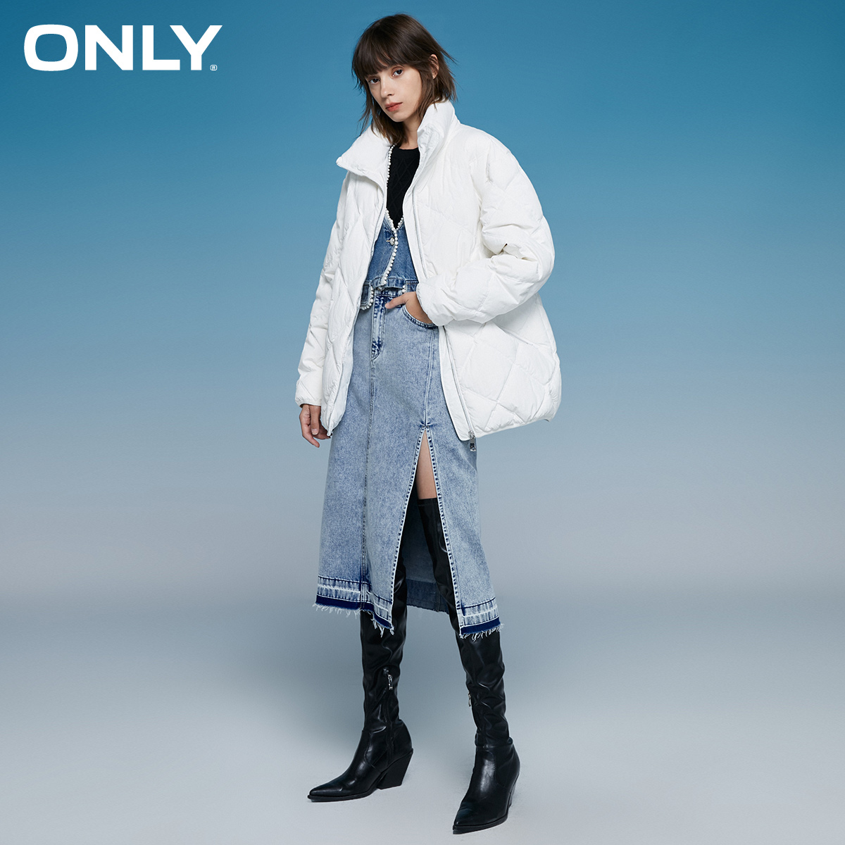 only2021冬季新款90白鸭绒 ONLYoutlets店羽绒服