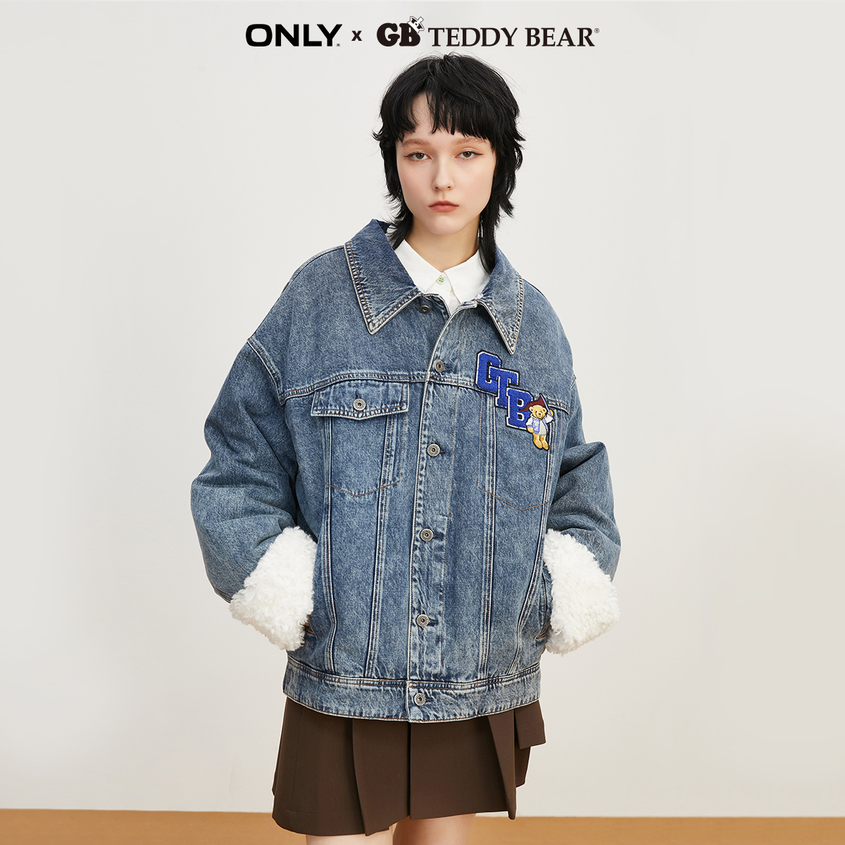 ONLY奥莱夏季TEDDY BEAR泰迪熊联名牛仔外套女