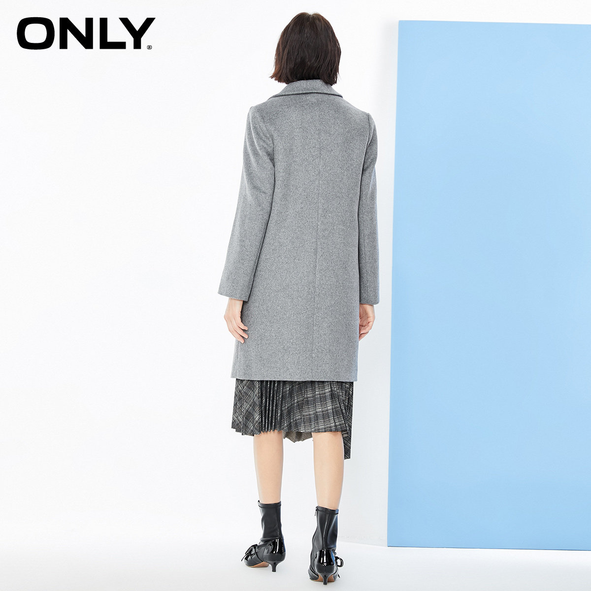 only奥莱秋季新款韩版赫本风中长款 ONLYoutlets店毛呢外套