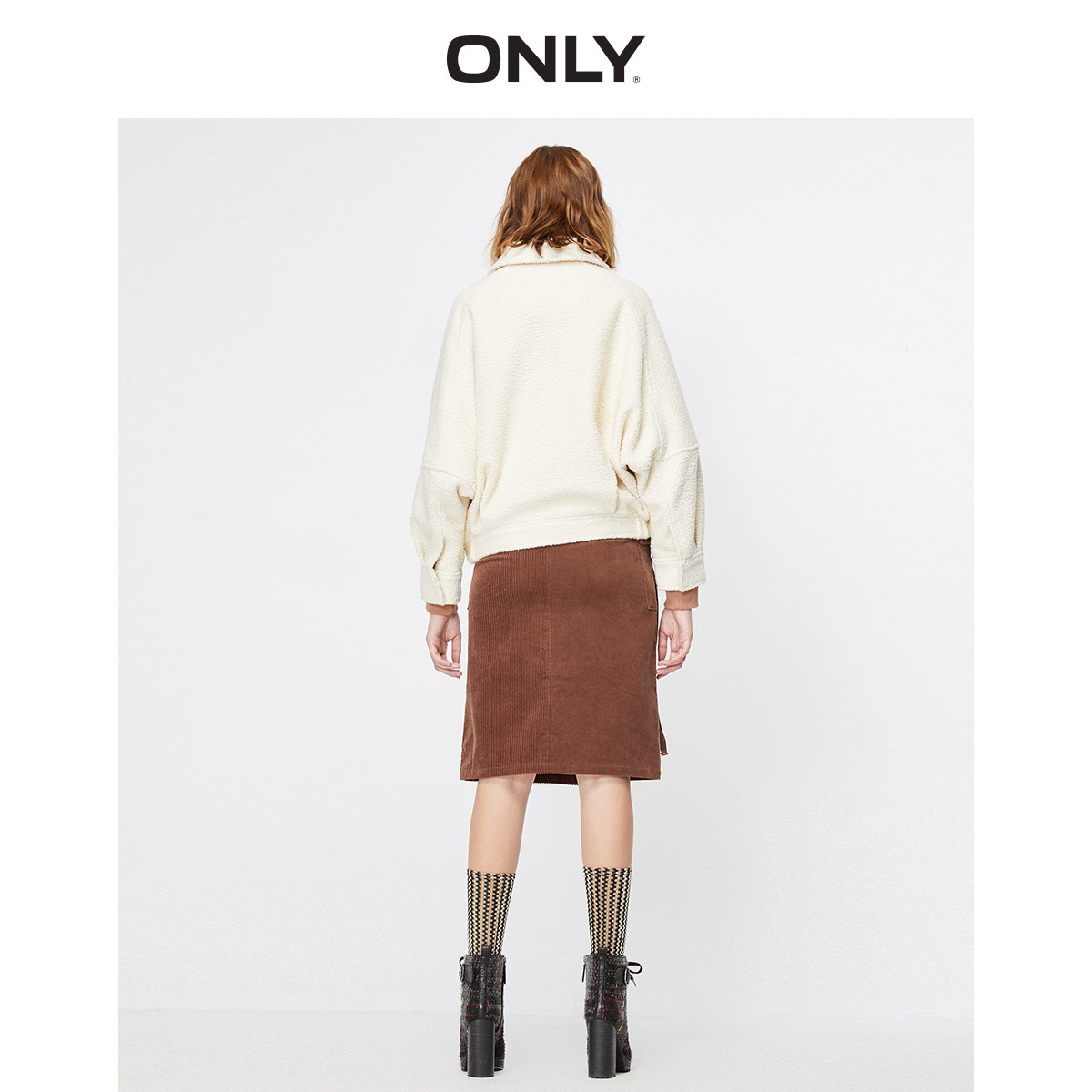 only奥莱秋季新款仿羊羔毛短款棉服 ONLYoutlets店棉衣/棉服