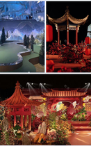 Wedding Celebration Foam Sculpture Custom Chinese Wedding Dragon Phoenix Style Castle Stage Background Props Film and TV Large Bubble Sculpture