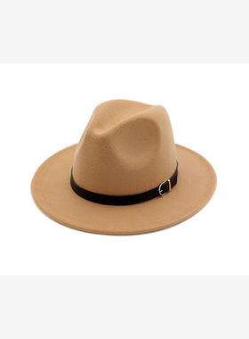 Men Women Fedora Hat 男女秋冬毛呢礼帽绅士爵士平檐毛毡大檐帽