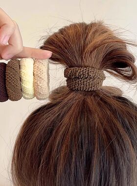 5pcs/Set Mixed Color Thick Hair Ties Soft Seamless Towel Scr