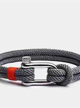 MKENDN Men Black Stainless Steel U shape Survival Bracelet O