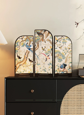 宋代美学桌面屏风摆件客厅装饰画新中式茶室餐边柜摆画卧室餐厅