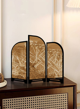 百蝶图桌面屏风摆件新中式茶室