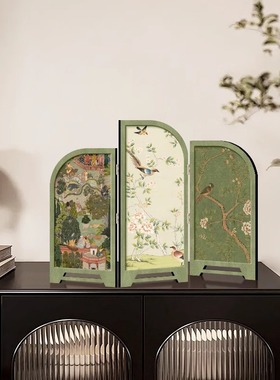 小屏风摆件中古风装饰画
