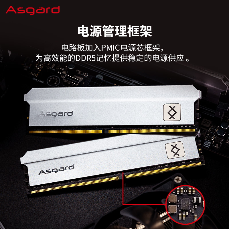 阿斯加特弗雷32G 16G(8Gx2) DDR5 5200 套装台式机电脑内存条超频