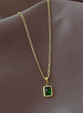 Women's trend simple emerald pendant necklace女士优雅装饰品