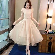 Even dress dress Womens summer long dress 2023 New cashew cover with slim name Gentle Blizzard Spinning Dresses