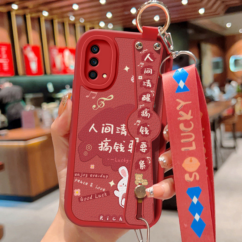 适用oppok9手机壳防摔K9Pro祝福文字OPPO可斜挎腕带K9S卡通小羊皮K9x保护套K7镜头全包边K7x硅胶软壳男女新款
