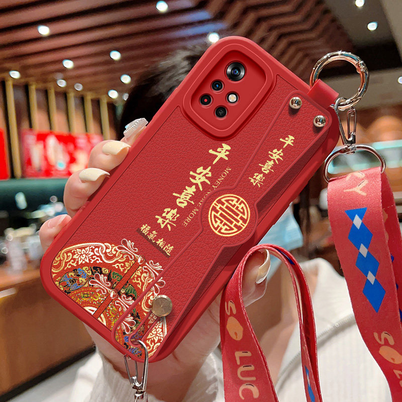 适用小米红米note11手机壳防摔Redmi硅胶软边note11pro斜挎腕带+镜头全包保护套Note11r中国风背带挂绳新年款,淘宝优惠券,粉丝福利购,淘宝优惠卷