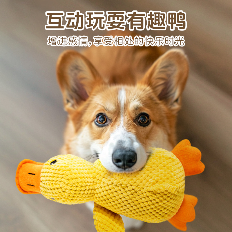 狗狗玩具发声毛绒鸭自嗨解闷磨牙耐咬消耗体力柯基金毛大型犬用品