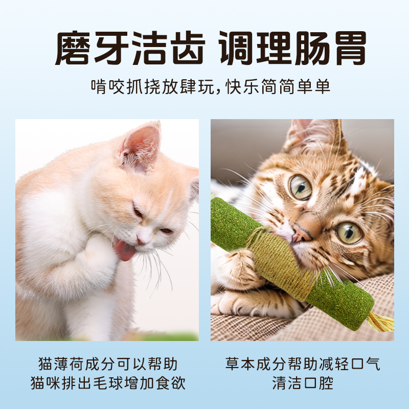 猫薄荷磨牙棒逗猫棒自嗨解闷虫瘿果木天蓼猫玩具神器耐咬洁齿用品