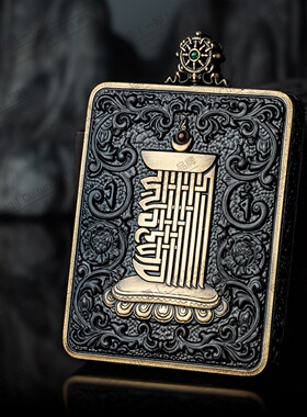 纯铜祥韵金轮飘带唐卡吊坠