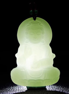 观音吊坠和田玉坐莲观音挂件