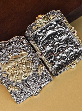 铜镀金唐卡壳子貔貅双面