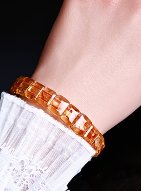 天然黄塔晶手排黄水晶手牌