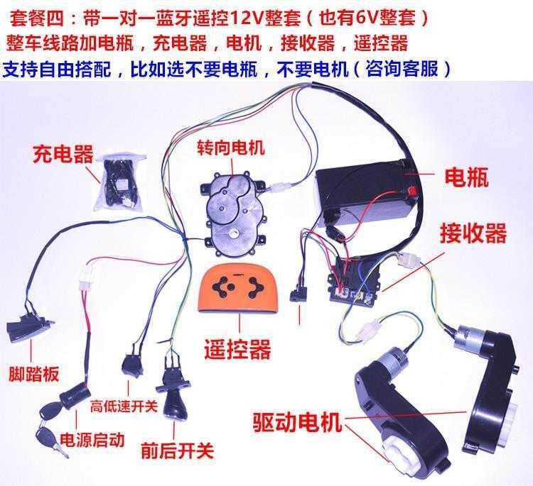 。。儿童c电动车蓝牙2.4g改装童车玩具车配件整套线路自制童车整