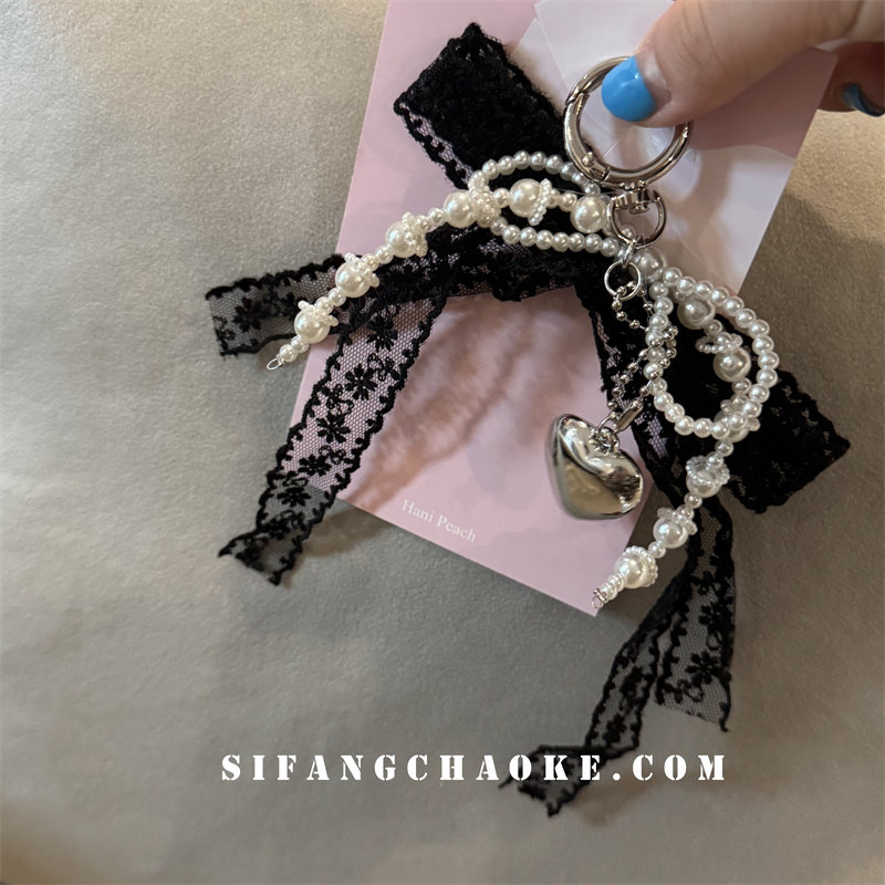 蝴蝶结蕾丝创意车钥匙扣书包挂件珍珠耳机套挂绳包包饰品个性,淘宝优惠券,粉丝福利购,淘宝优惠卷
