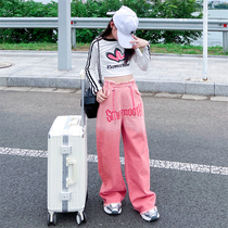 Girl Jeans Spring 2024 New Foreign Air Trendy Gradient Pants Big Children Broadlegged Pants Little Girl Spring Dress