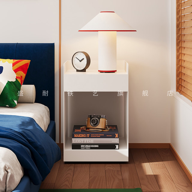 Home bedroom movable creative wrought iron bedside table