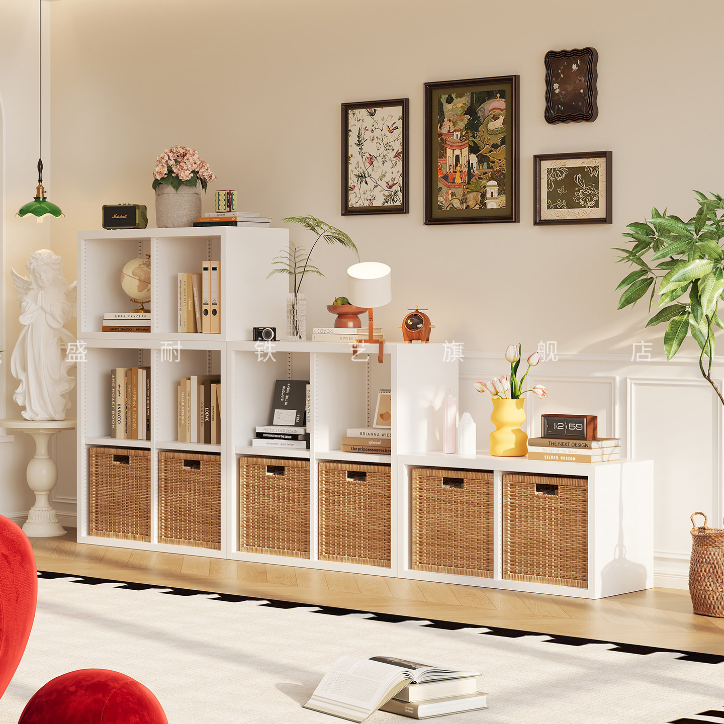 钢制格子柜书架家用落地置物架铁艺环保无甲醛自由组合书柜储物柜,淘宝优惠券,粉丝福利购,淘宝优惠卷