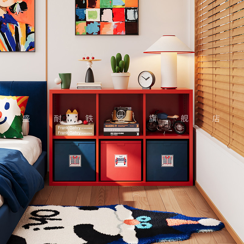 钢制床头格子书柜阳台多层落地置物架儿童绘本架卧室铁艺家用书架,淘宝优惠券,粉丝福利购,淘宝优惠卷