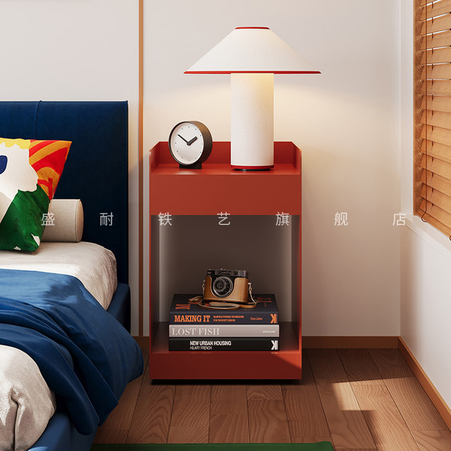 Home bedroom movable creative wrought iron bedside table