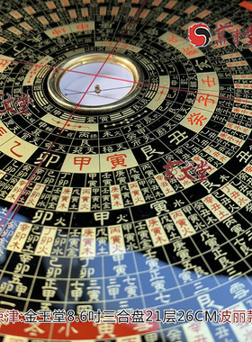 原装金玉堂8寸6三合盘配五行好用