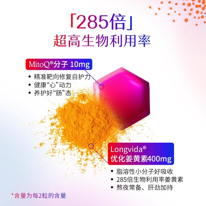 【达人专属】MitoQ姜黄素胶囊防御力免疫力Q10植物精华新西兰保健