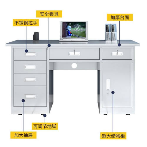 奕多美不锈钢办公桌操作台无尘车间工作台201材质带斗方管桌1400* - 图2