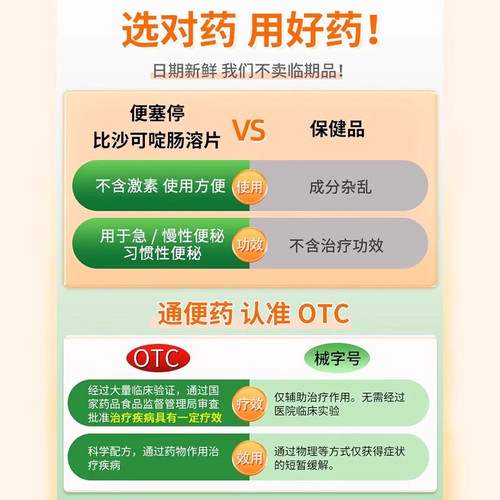 泰必通比沙可啶肠溶片正品便秘药排毒润肠通便老年人调理肠胃肠道 - 图2