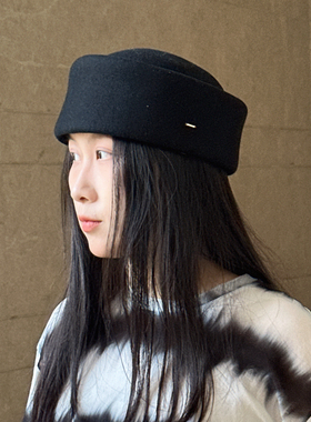 黑白咖毡帽贝雷帽秋冬春女士优雅羊毛呢定型药盒礼帽复古高级感
