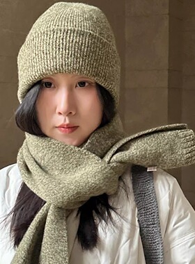 新款混色浅蓝色深灰色保暖绵羊毛女士男士毛线帽卷边保暖户外滑雪